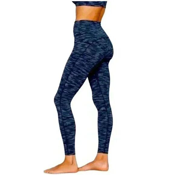 Gap Fit Women's Navy/Turquoise Poly/Spandex Fleece Lined Leggings - Picture 1 of 11